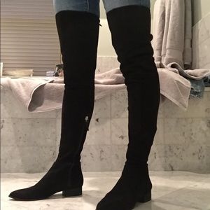 Size 6 DKNY Black micro suede thigh-high boots